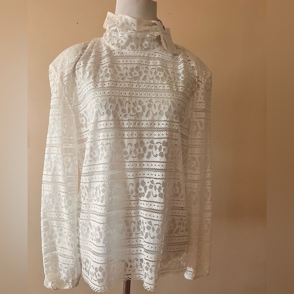 NWT Sandro Paris Hamia Lace Top Blouse Size 3 White - Picture 5 of 12
